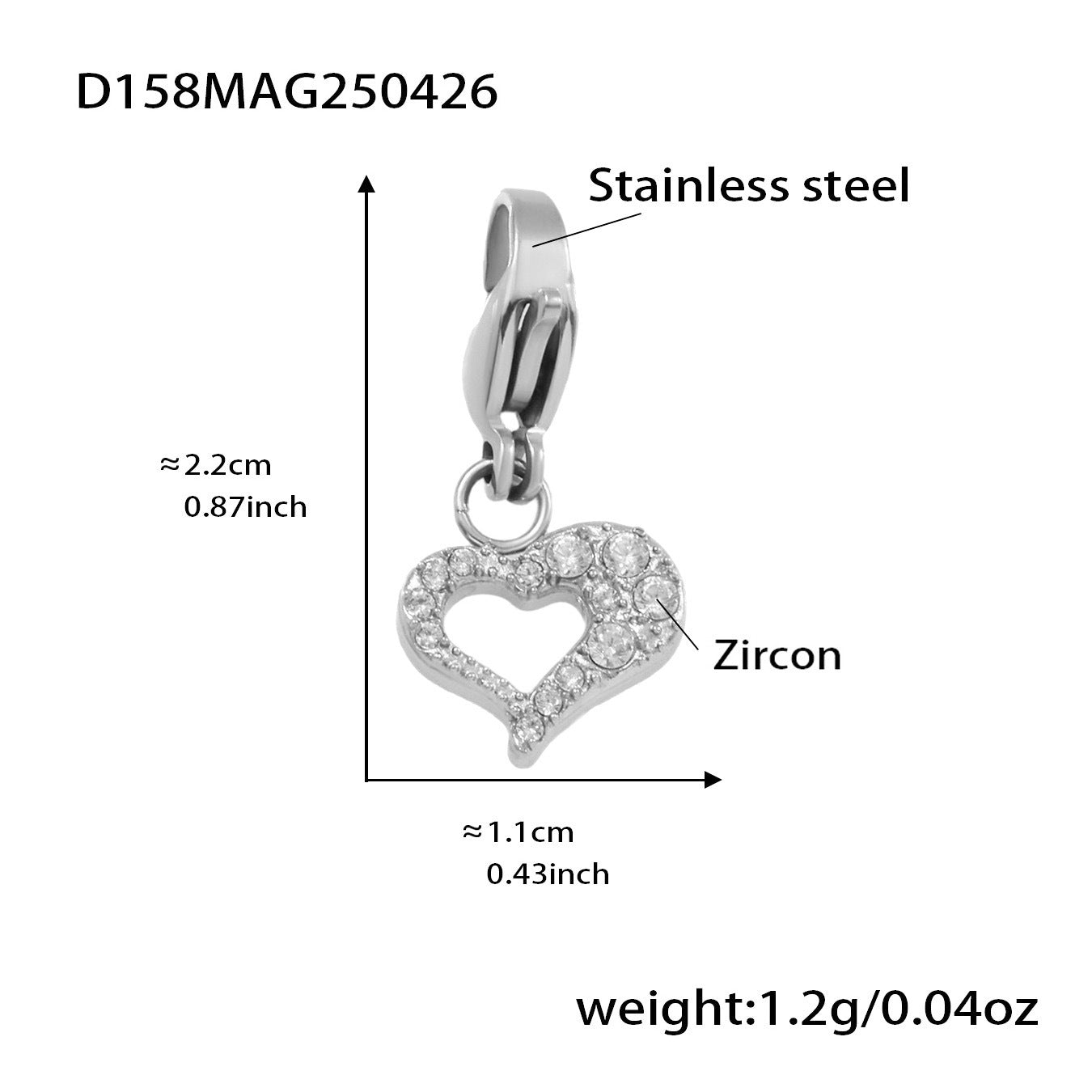 Wholesale 18K real gold stainless steel round bead heart shining zircon bracelet